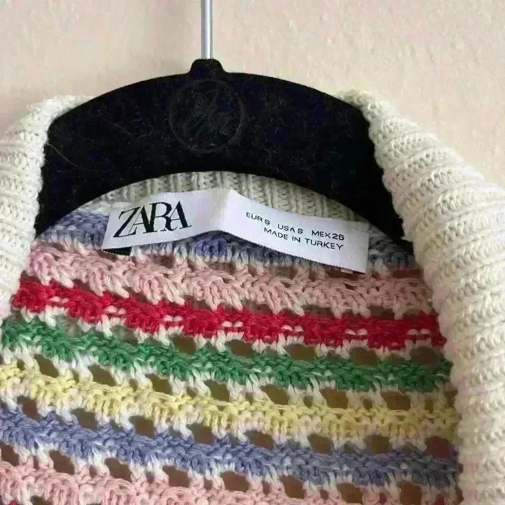 SOLD OUT zara knit rainbow striped cardigan sz sm - Picture 5 of 6